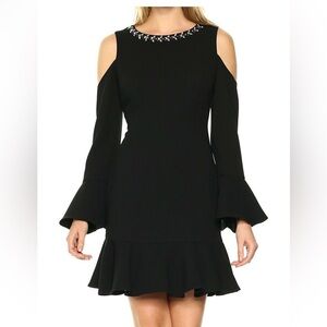 Elegant Black Cold Shoulder Dress